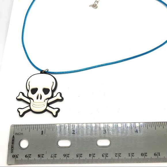 White Skull & Crossbones Soft PVC Necklace (W3) - Picture 3 of 4